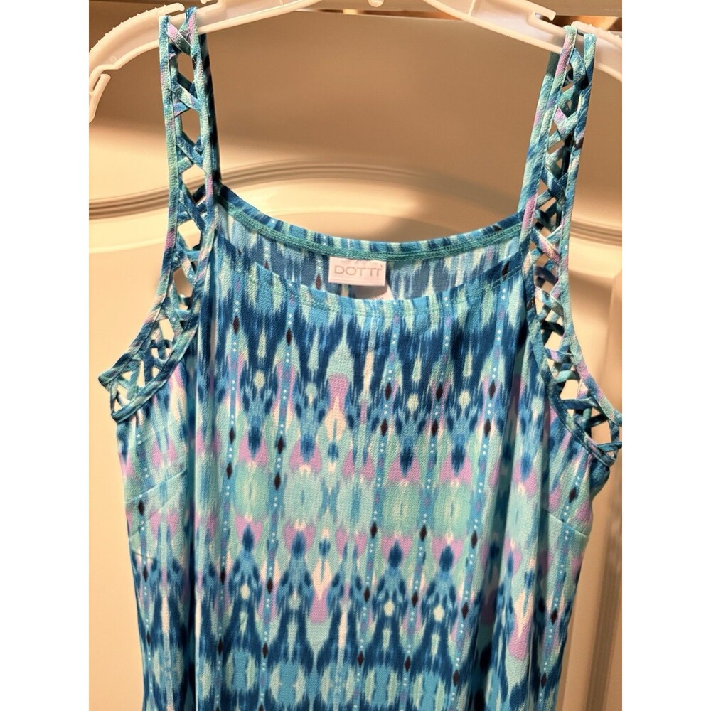Women's Dotti Dress Size 10 Blue Tie Die Vibe Sleeveless Summer Vintage 90s Boho - Picture 10 of 14